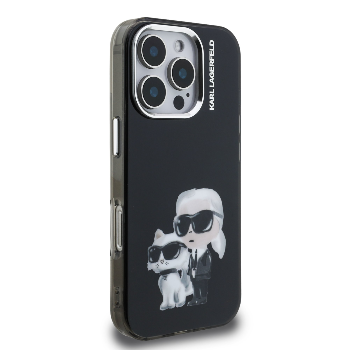 Husa pentru iPhone 16 Pro Max, Karl Lagerfeld IML Aquarelle Karl and Choupette, Black [4]