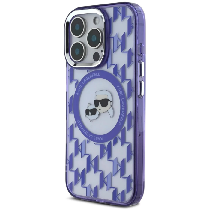 Husa pentru iPhone 16 Pro Max, Karl Lagerfeld IML Monogram K&CH Heads MagSafe, Purple [3]