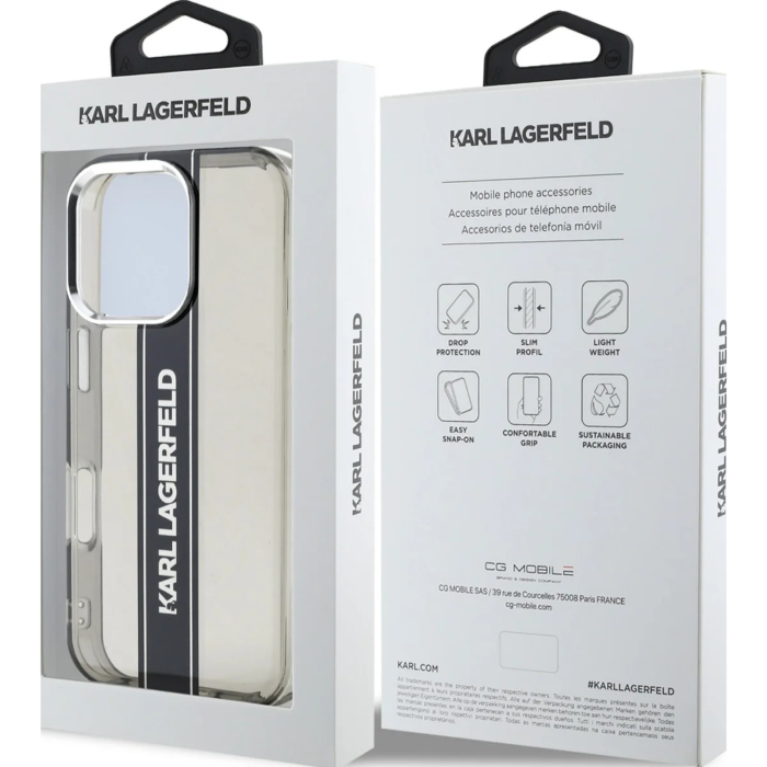 Husa pentru iPhone 16 Pro Max, Karl Lagerfeld IML Stripe Logo, Black [7]