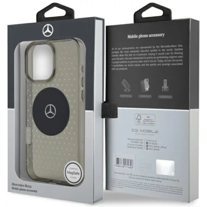 Husa pentru iPhone 16 Pro Max, Mercedes PC/TPU Star Pattern MagSafe, Black [6]