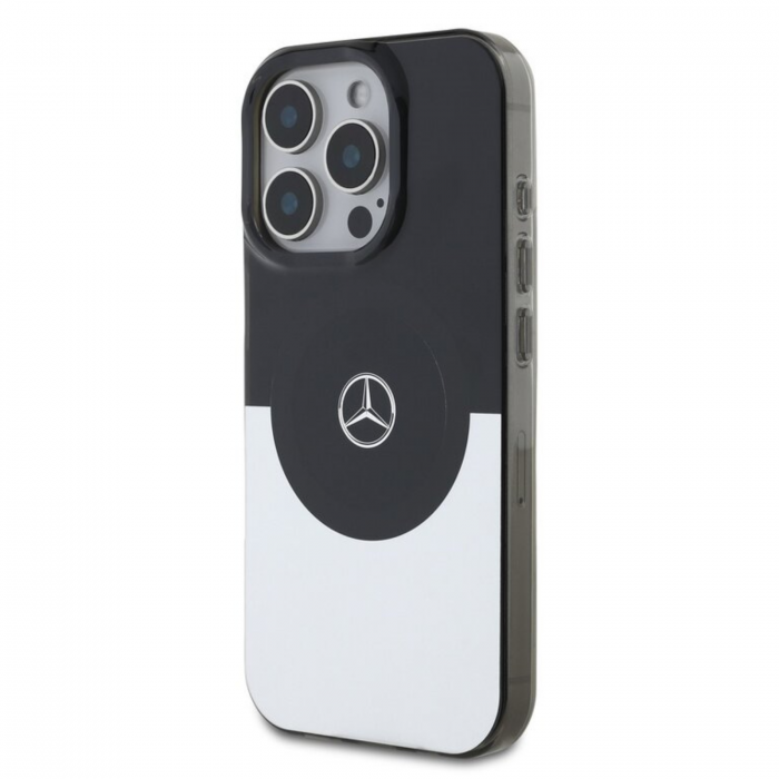 Husa pentru iPhone 16 Pro Mercedes PC/TPU Double Layer MagSafe, Black/Silver [3]