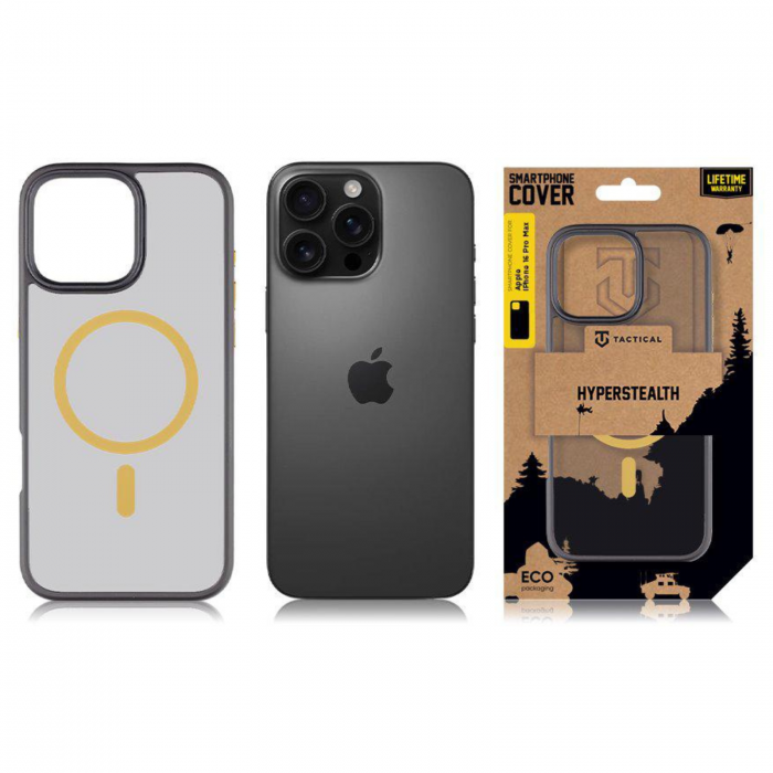 Husa pentru iPhone 16 Pro Max Tactical MagForce Hyperstealth 2.0, Black/Yellow [8]