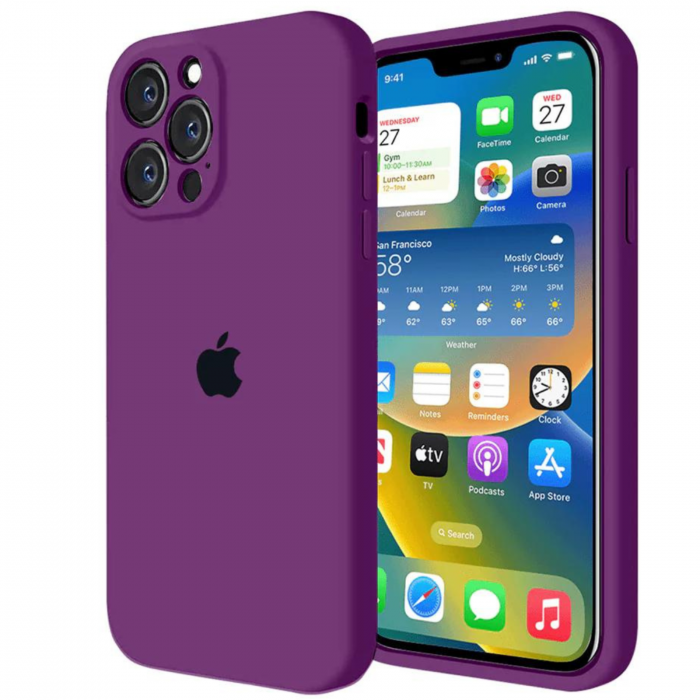 Husa pentru iPhone 16 Pro, Silicon cu Protectie Camera, Dark-Purple [1]
