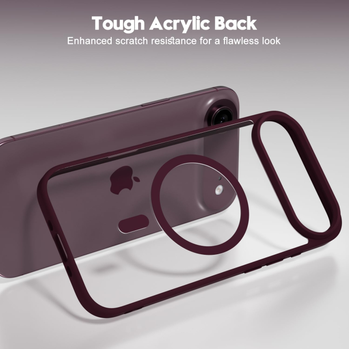 Husa pentru iPhone 17 Air, Crystal Clear MagSafe, Wine Red [2]