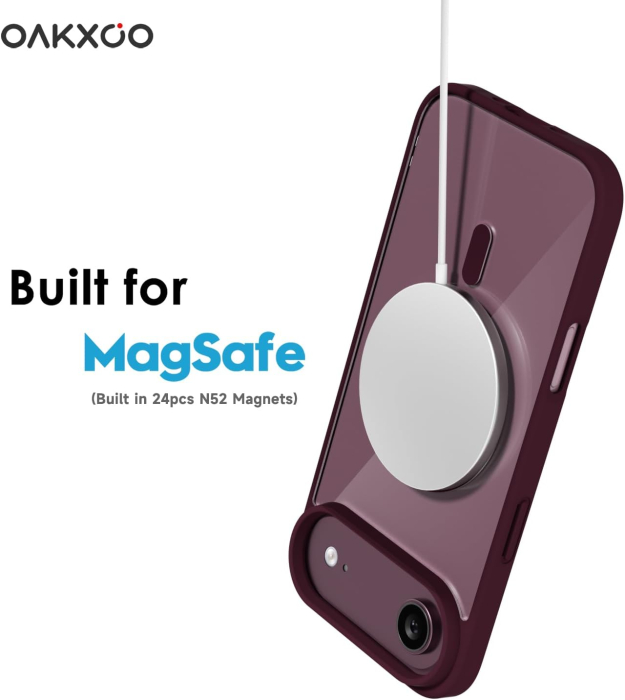 Husa pentru iPhone 17 Air, Crystal Clear MagSafe, Wine Red [5]