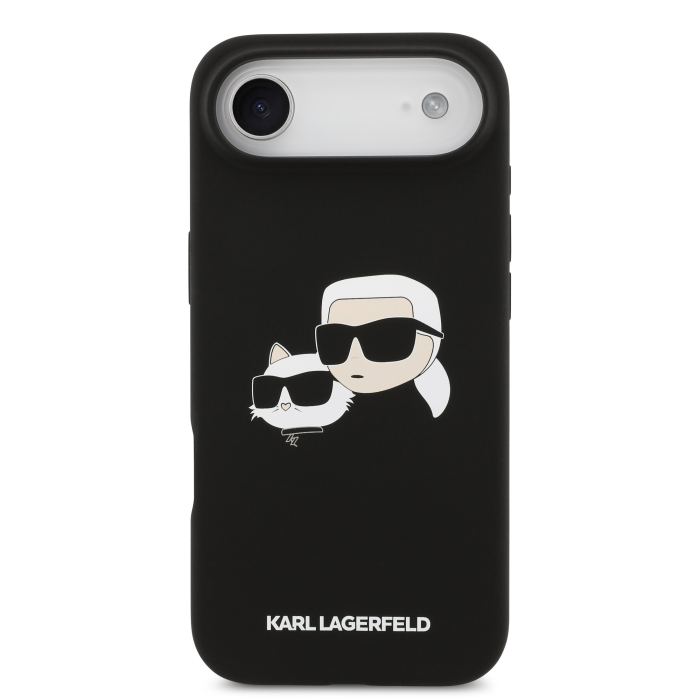 Husa pentru iPhone 17 Air, Karl Lagerfeld Liquid Silicone Double Heads MagSafe Black [2]