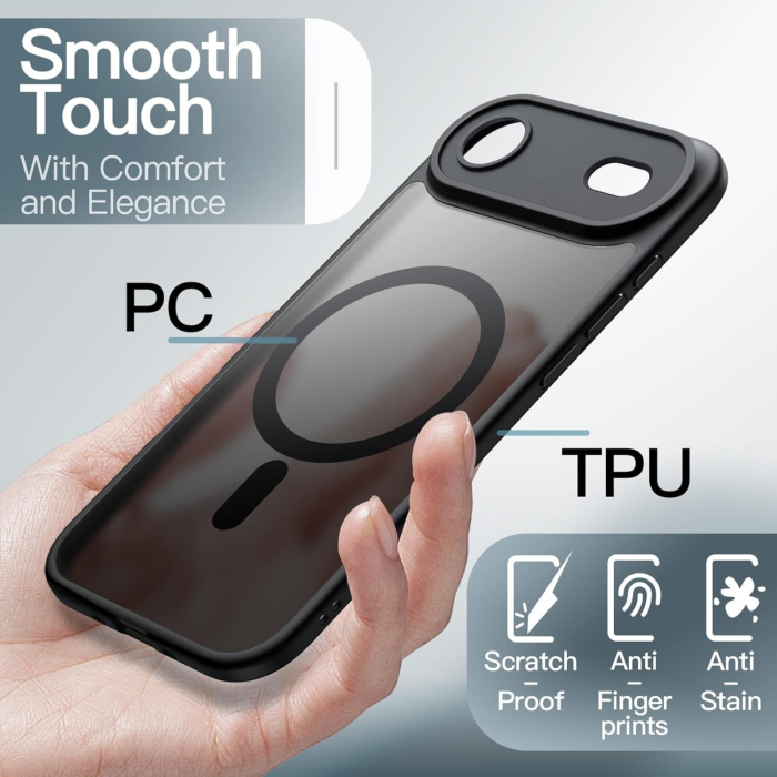 Husa pentru iPhone 17 Air, MagSafe, Drop Resistant Shockproof, Matte Skin Black [2]