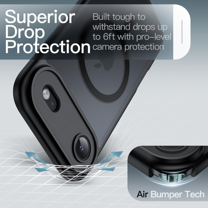 Husa pentru iPhone 17 Air, MagSafe, Drop Resistant Shockproof, Matte Skin Black [5]