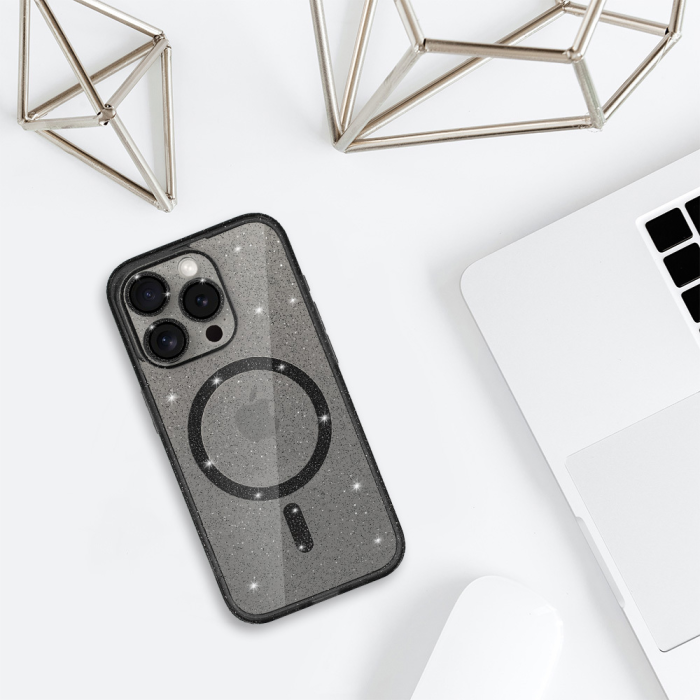 Husa pentru iPhone 17 Air, Glitter Magsafe, Black Smoke [4]