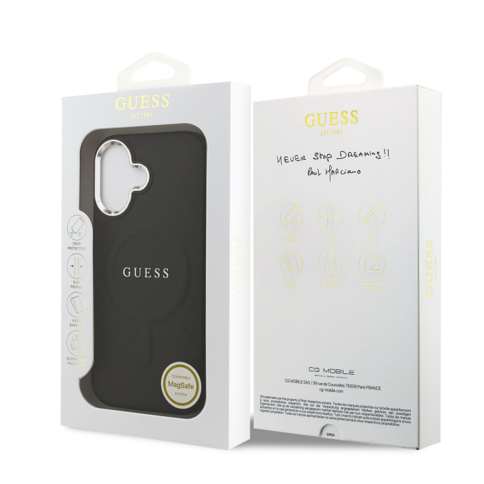 Husa pentru iPhone 17, Guess PU Saffiano MagSafe, Black [7]