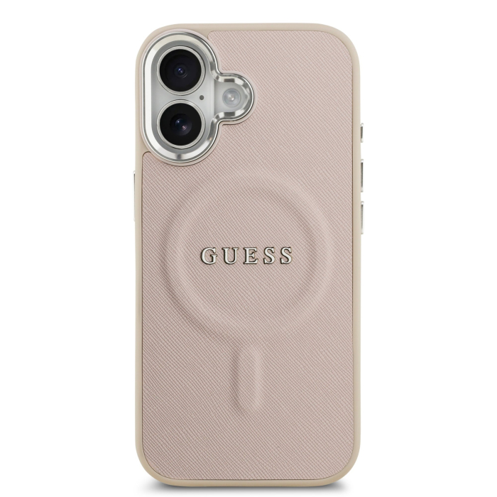 Husa pentru iPhone 17, Guess PU Saffiano MagSafe, Pink [2]