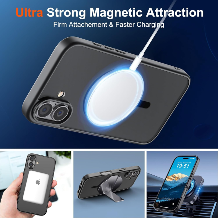 Husa pentru iPhone 17, MagSafe, Drop Resistant Shockproof, Matte Skin Black [3]