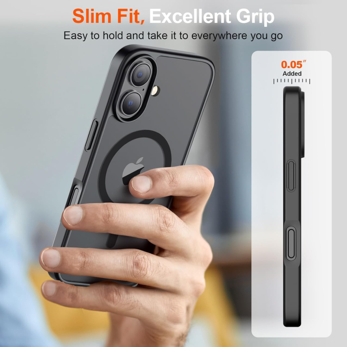 Husa pentru iPhone 17, MagSafe, Drop Resistant Shockproof, Matte Skin Black [4]