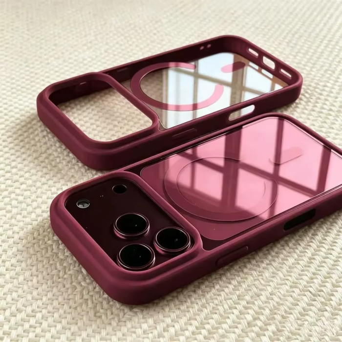 Husa pentru iPhone 17 Pro/ 18 Pro, Crystal Clear MagSafe, Wine Red [2]