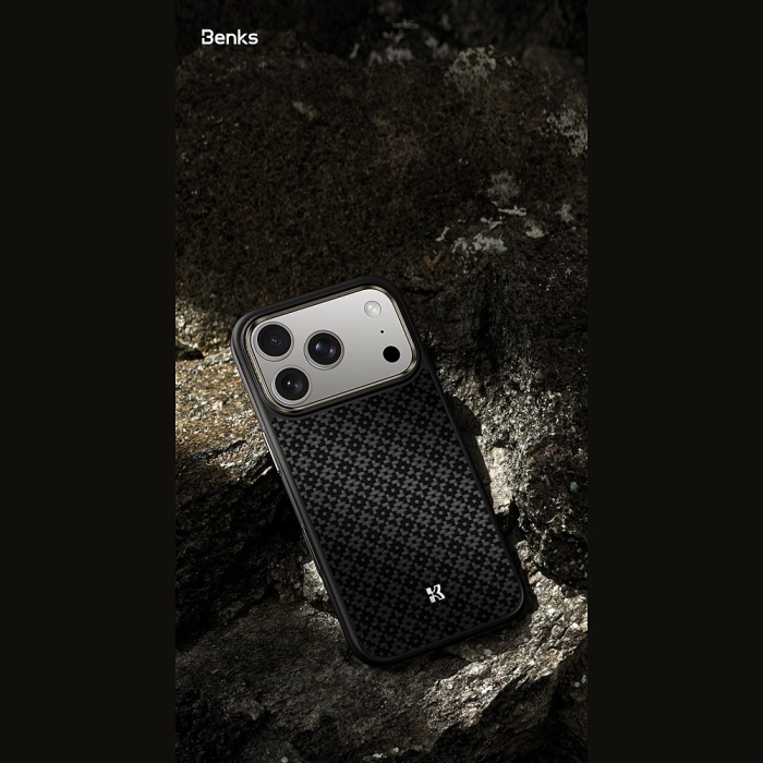 Husa pentru iPhone 17 Pro, Benks Magnetic Armor Pro Armor Grid Kevlar Metal Frame 600D (C.K.FL.AP.BK.Y069), Black [5]