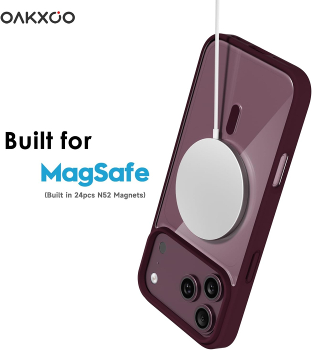 Husa pentru iPhone 17 Pro Max, Crystal Clear MagSafe, Wine Red [5]