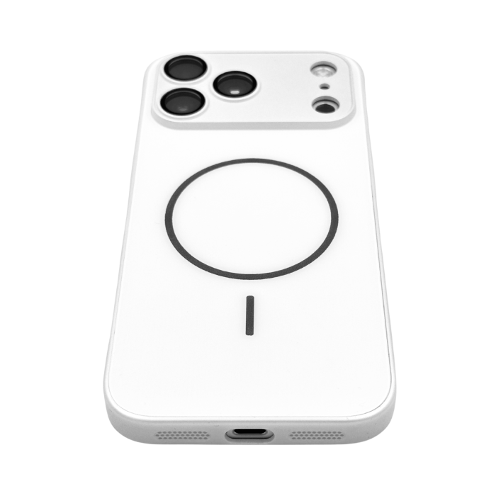 Husa pentru iPhone 17 Pro din Sticla si Silicon cu Protectie Completa a Camerelor si MagSafe, Alb Mat [2]