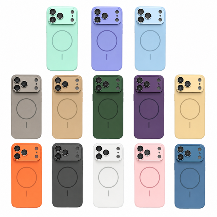 Husa pentru iPhone 17 Pro Max din Sticla si Silicon cu Protectie Completa a Camerelor si MagSafe, Orange Mat [6]