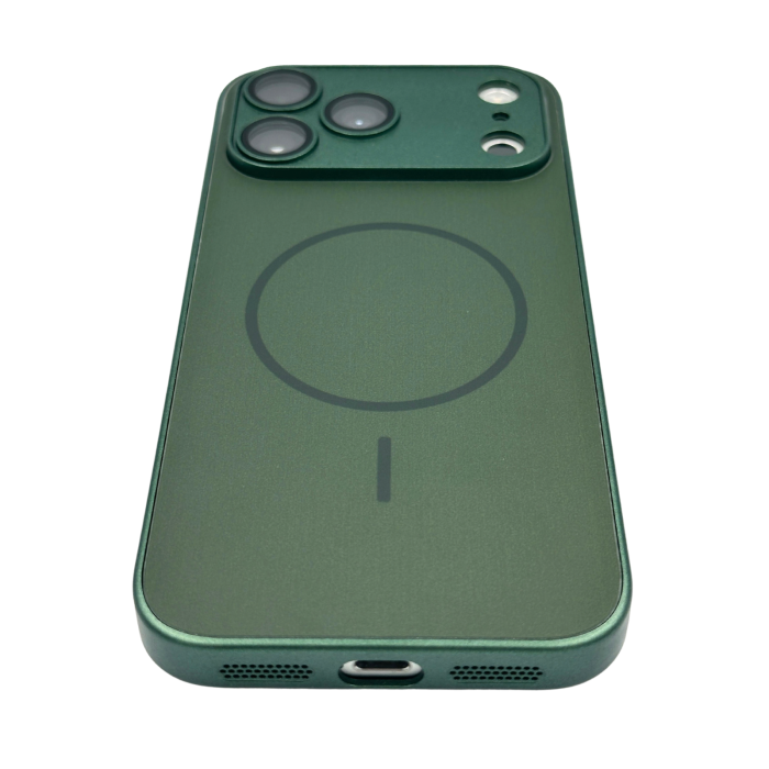 Husa pentru iPhone 17 Pro din Sticla si Silicon cu Protectie Completa a Camerelor si MagSafe, Verde Army Mat [2]