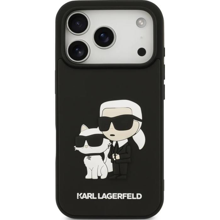Husa pentru iPhone 17 Pro, Karl Lagerfeld 3D Rubber Karl and Choupette, Black [2]
