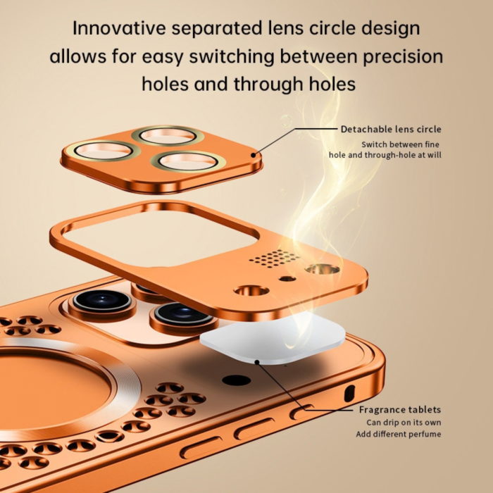 Husa pentru iPhone 17 Pro / 18 Pro, Dur Aluminiu cu MagSafe, Disipare caldura si Protectie Premium, Orange Cosmic [2]