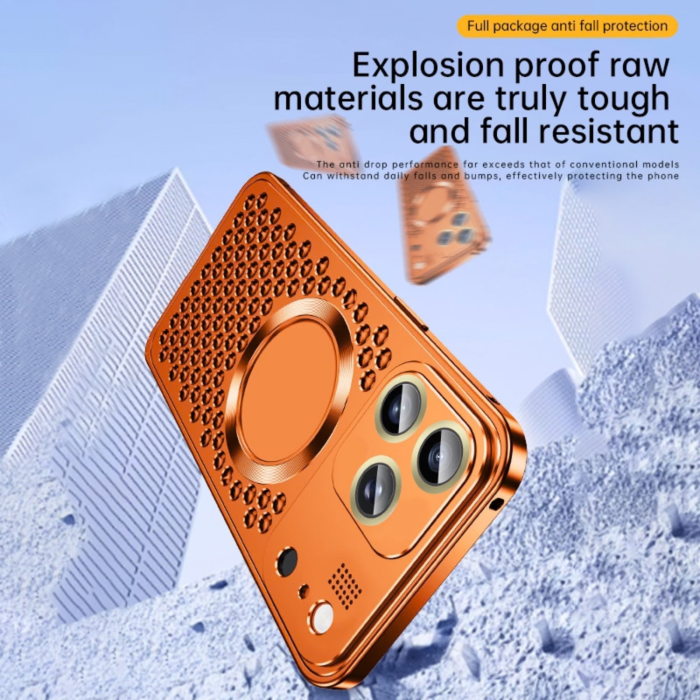 Husa pentru iPhone 17 Pro / 18 Pro, Dur Aluminiu cu MagSafe, Disipare caldura si Protectie Premium, Orange Cosmic [4]