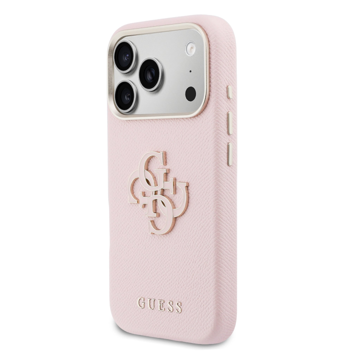 Husa pentru iPhone 17 Pro Max / 18 Pro Max, Guess PU Grained 4G Resin Metal Logo, Pink [3]