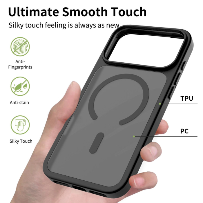 Husa pentru iPhone 17 Pro Max/ 18 Pro Max, MagSafe, Drop Resistant Shockproof, Matte Skin Black [7]