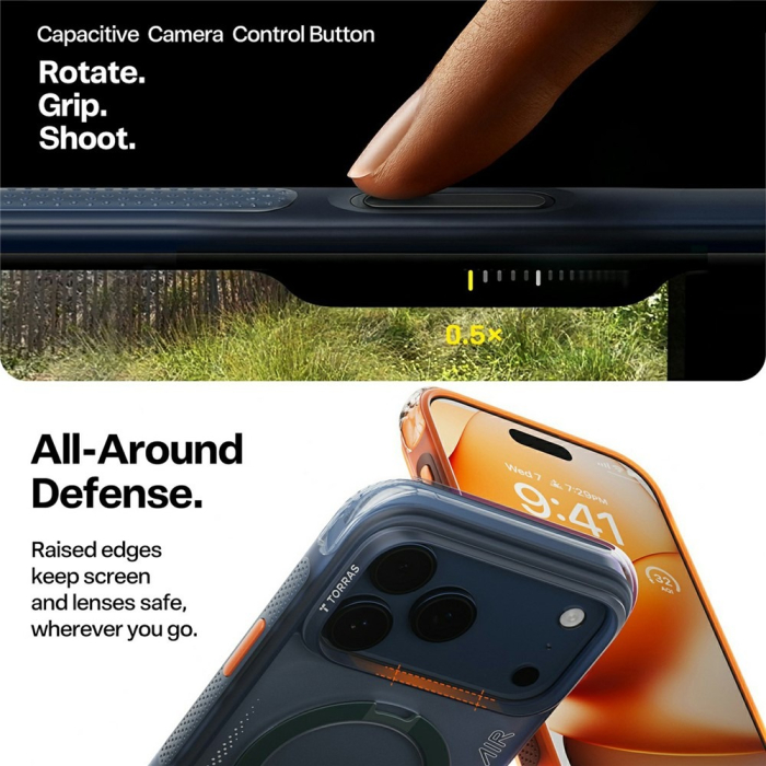 Husa pentru iPhone 17 Pro Max/ 18 Pro Max -Torras - Ostand Spin Air Series Horizon Orange [6]