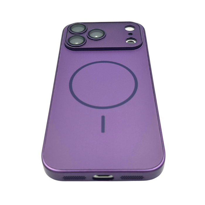 Husa pentru iPhone 17 Pro Max din Sticla si Silicon cu Protectie Completa a Camerelor si MagSafe, Deep Purple Mat [2]