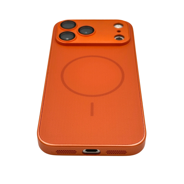 Husa pentru iPhone 17 Pro Max din Sticla si Silicon cu Protectie Completa a Camerelor si MagSafe, Orange Mat [2]