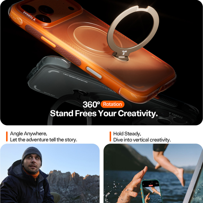 Husa pentru iPhone 17 Pro Max - Torras - Ostand Spin Air Series - Shadow Black [5]