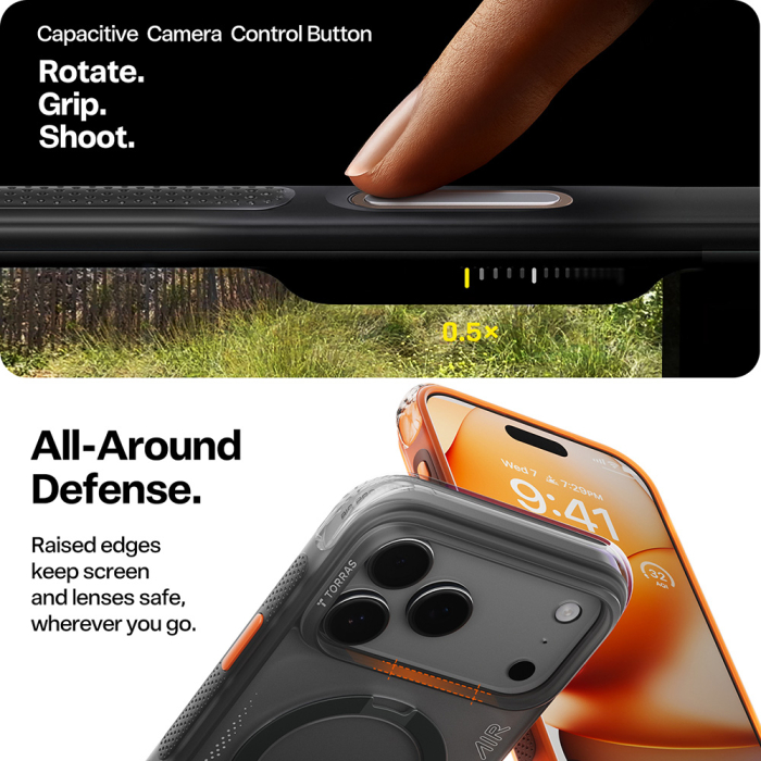 Husa pentru iPhone 17 Pro Max - Torras - Ostand Spin Air Series - Shadow Black [3]