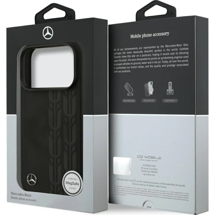 Husa pentru iPhone 17 Pro Max, Mercedes Leather Laurel Leaves MagSafe, Black [8]