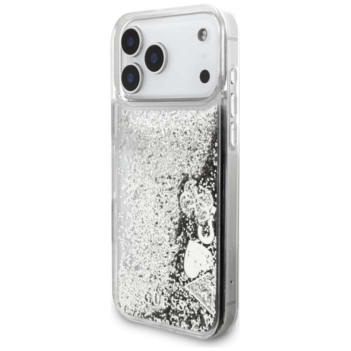Husa pentru iPhone 18 Pro/ 17 Pro Guess - Liquid Glitter Charms Silver [4]