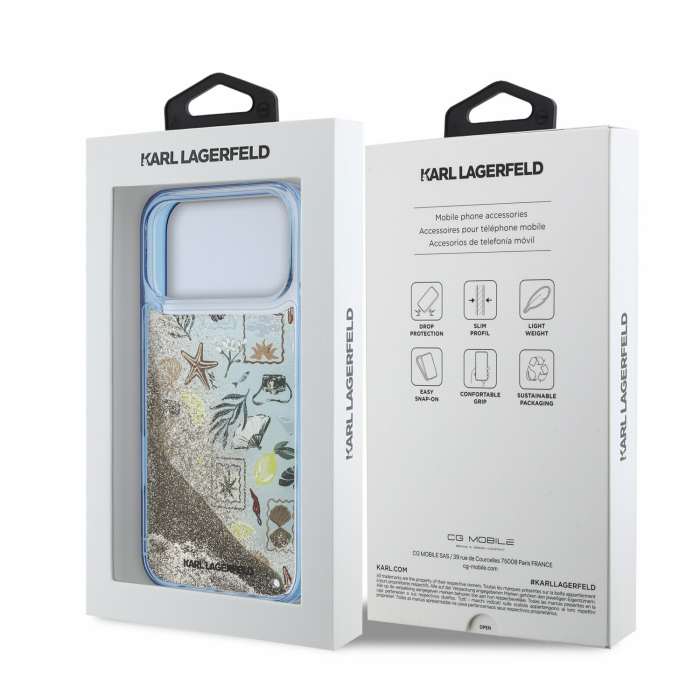 Husa pentru iPhone 18 Pro Max/ 17 Pro Max Karl Lagerfeld Liquid Glitter Beach Blue [7]