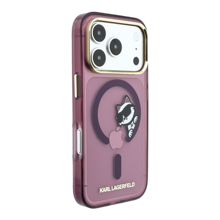 Husa pentru iPhone 18 Pro Max/ 17 Pro Max, Karl Lagerfeld IML Choupette Peekaboo Magsafe Burgundy [4]