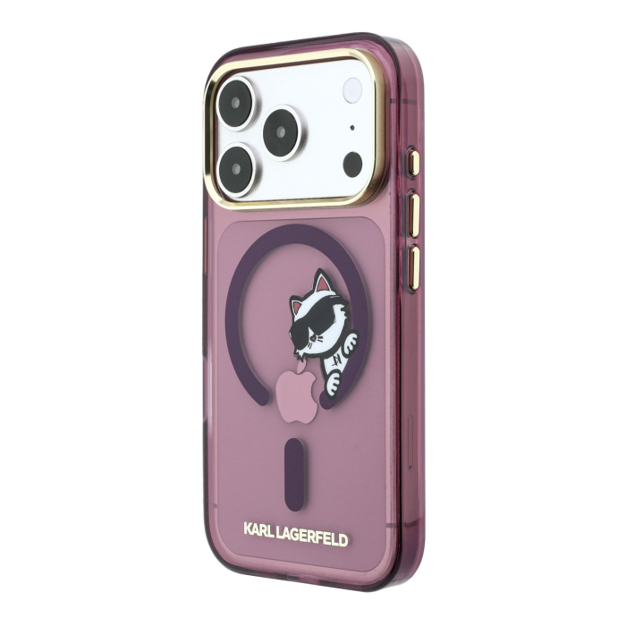 Husa pentru iPhone 18 Pro Max/ 17 Pro Max, Karl Lagerfeld IML Choupette Peekaboo Magsafe Burgundy [3]