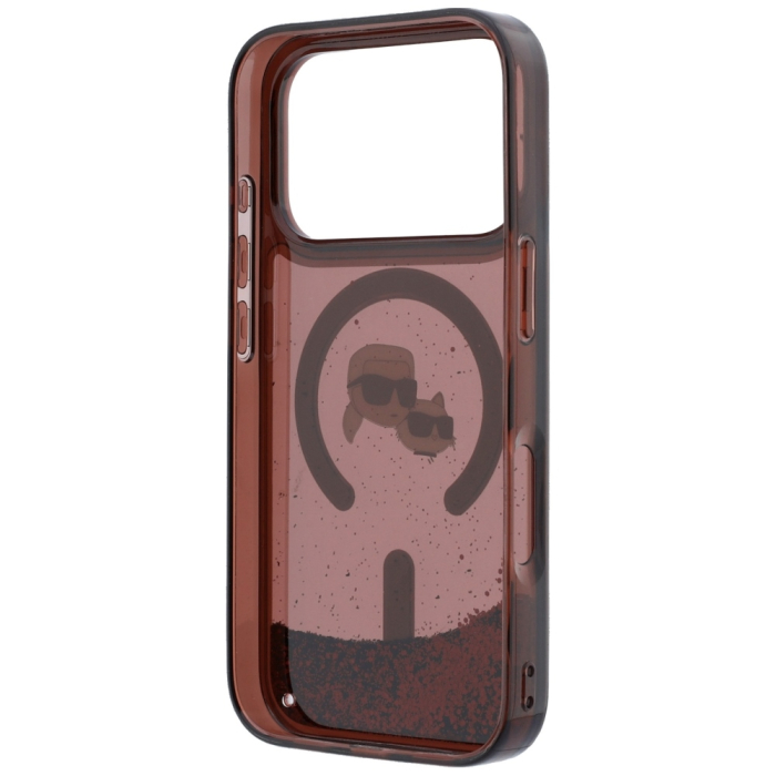 Husa pentru iPhone 18 Pro Max/ 17 Pro Max Karl Lagerfeld Liquid Glitter KC Heads MagSafe Burgundy [6]