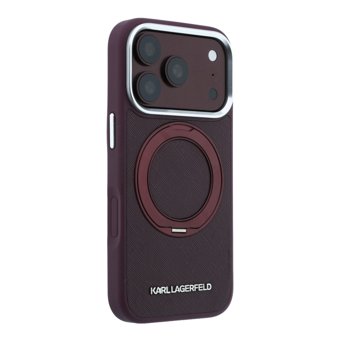 Husa pentru iPhone 18 Pro Max/ 17 Pro Max, Karl Lagerfeld PU Saffiano Ring Stand MagSafe Burgundy [5]