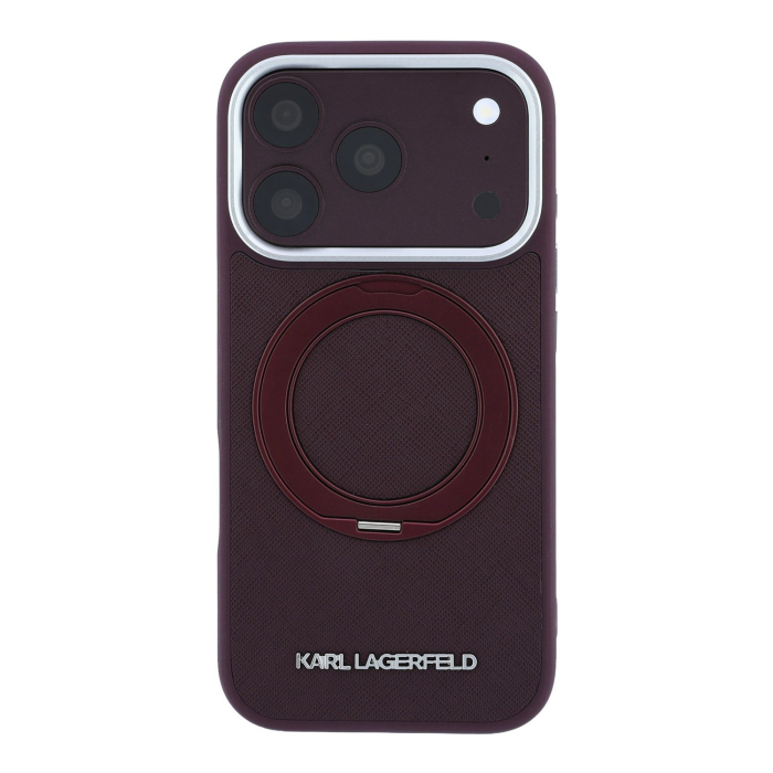 Husa pentru iPhone 18 Pro Max/ 17 Pro Max, Karl Lagerfeld PU Saffiano Ring Stand MagSafe Burgundy [2]