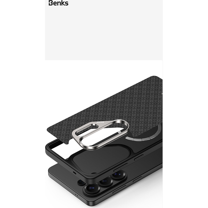 Husa pentru Samsung Galaxy S26, Benks Magnetic Armor Pro Armor Grid Kevlar Metal Frame 600D (C.K.FL.SA.BK.H048), Black [7]