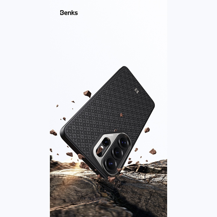 Husa pentru Samsung Galaxy S26, Benks Magnetic Armor Pro Armor Grid Kevlar Metal Frame 600D (C.K.FL.SA.BK.H048), Black [6]