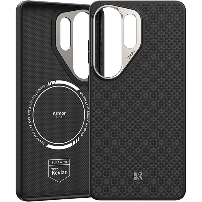 Husa pentru Samsung Galaxy S26 Ultra, Benks Magnetic Armor Pro Armor Grid Kevlar Metal Frame 600D (C.K.FL.SA.BK.H048), Black [2]