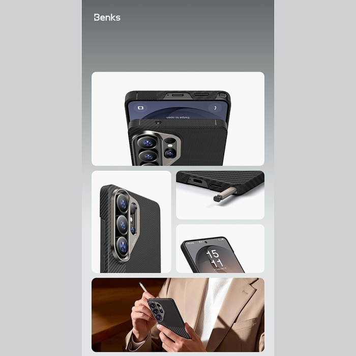 Husa pentru Samsung Galaxy S26 Ultra, Benks Montage Magnetic Armor Air Kevlar Case Metal Frame 600D+1500D (C.K.FL.SA.BK.F050), Black [5]