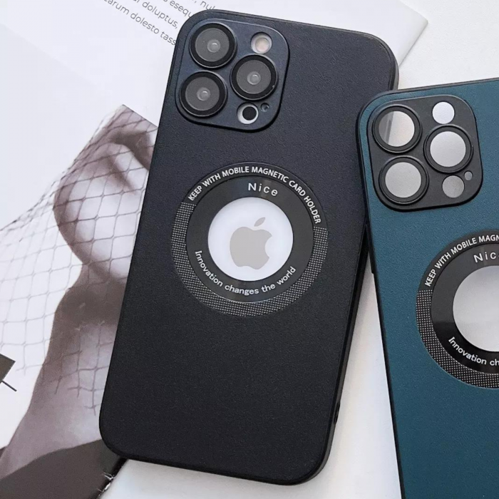 Husa Premium MagSafe Leather pentru iPhone 15 Plus, Navy Blue [3]