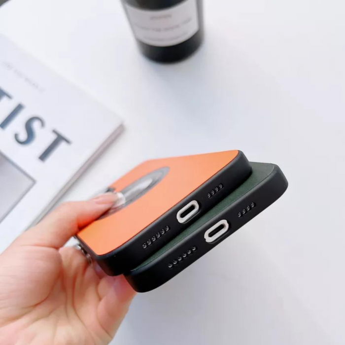 Husa Premium MagSafe Leather pentru iPhone 14, Orange [4]