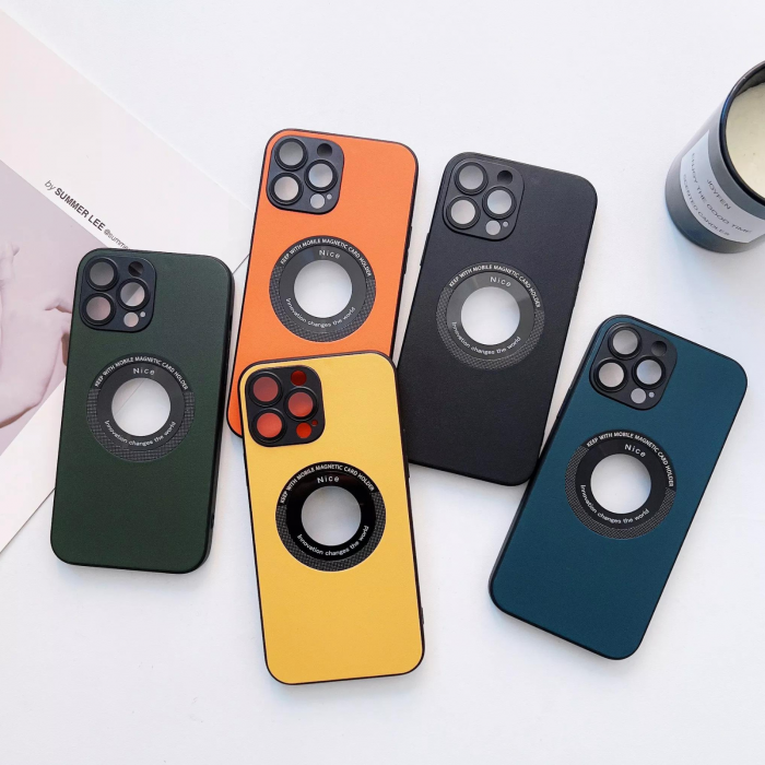 Husa Premium MagSafe Leather pentru iPhone 16, Orange [6]