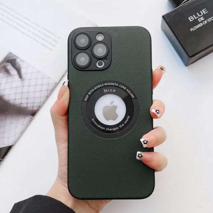 Husa Premium MagSafe Leather pentru iPhone 11 Pro, Verde Army [1]