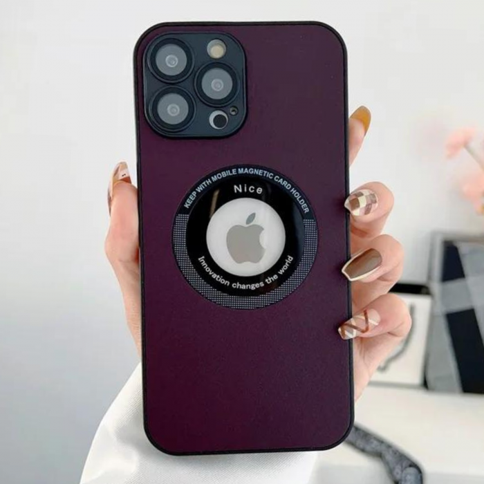 Husa Premium MagSafe Leather pentru iPhone 15, Deep Purple [1]